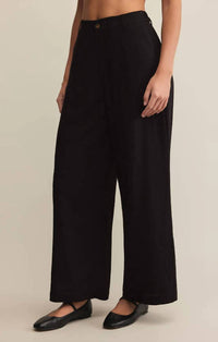Z Supply Topanga Linen Pants in black - women's pants - alternate view