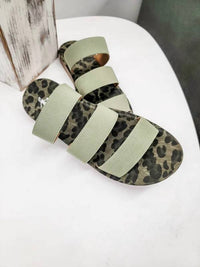 Corkys Footwear Women's Dafne Strap Flat Sandal in olive leopard - women's sandal - detail view