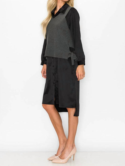 Joh - Woven Shirt Dress with Detachable Sweater Knitted Vest