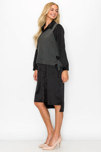 Joh - Woven Shirt Dress with Detachable Sweater Knitted Vest