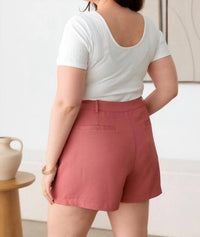 Tasha Apparel Misty High Rise Soft Shorts in dusty rose - women's shorts - detail view