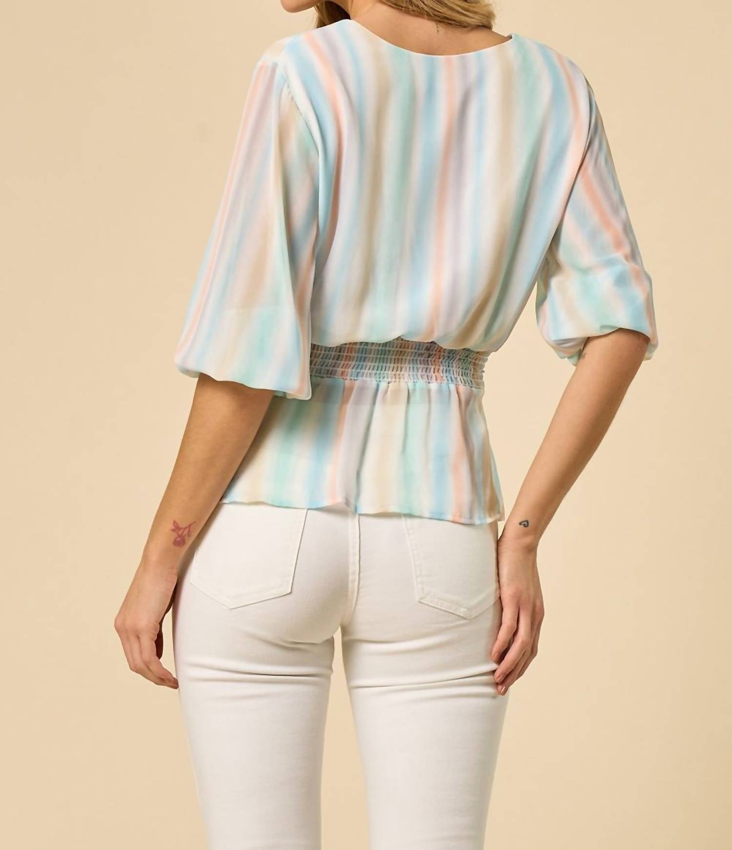 Blouse With Smocked Waist