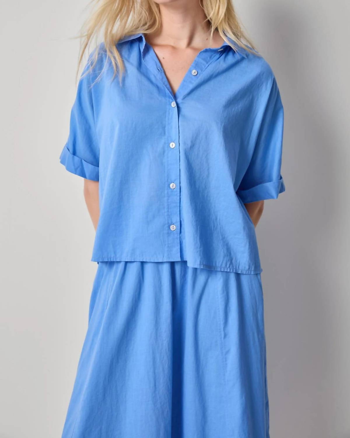 Lilla P - Elbow Sleeve Button Down Shirt