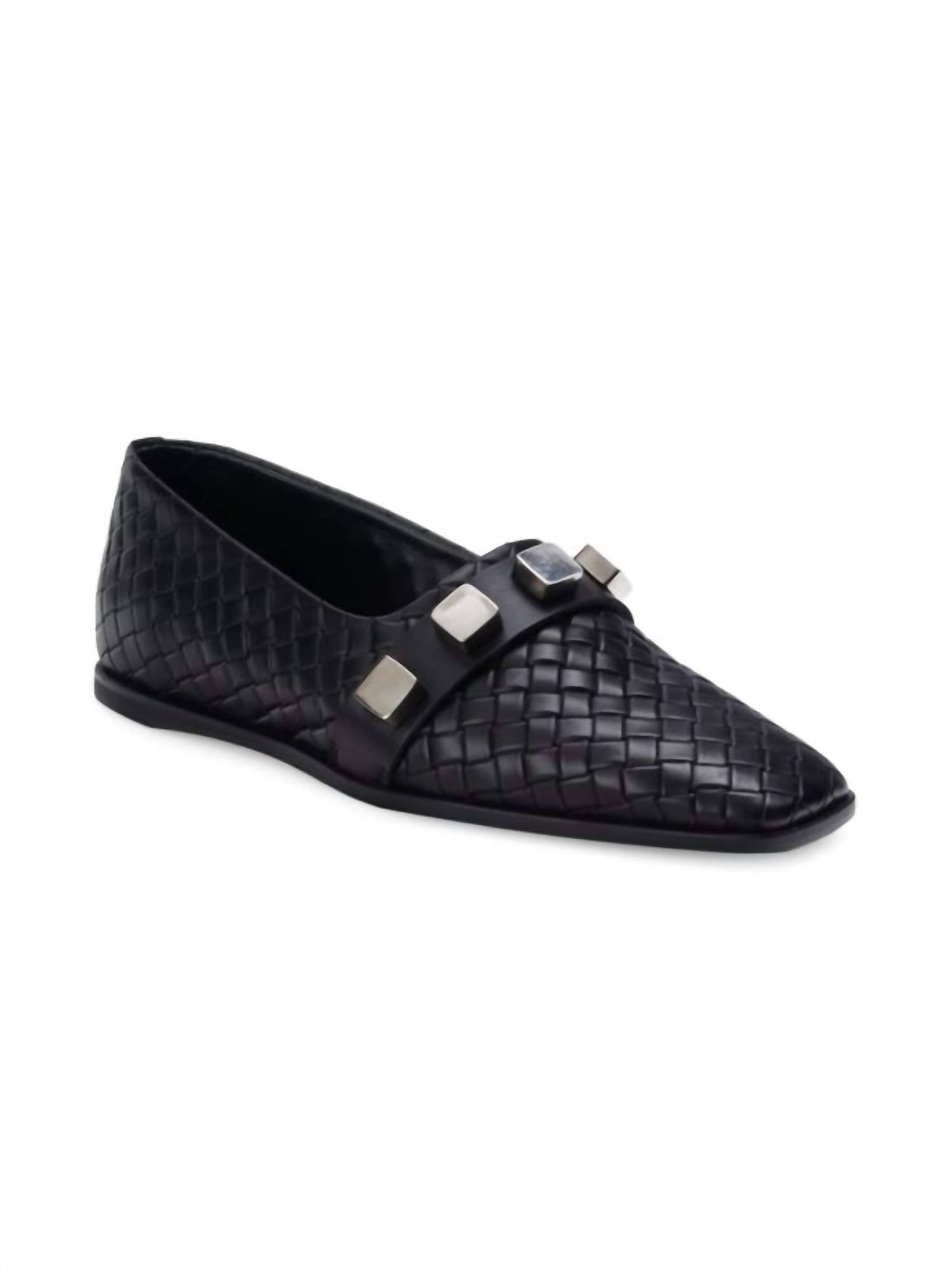 Costume National - Women's Studded Woven Leather Loafers