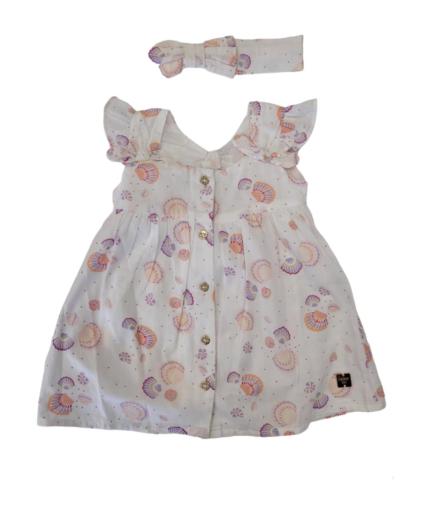 Carrement Beau - Girls Percale Seashell Print Dress