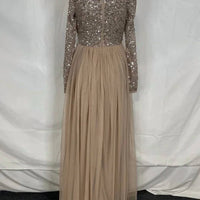 Maya Deluxe - Women’s Sequinned Long Sleeve Maxi Dress