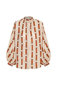 JUAN DE DIOS Don Simon Blouse Linen Shirt in horse reins rie - women's blouse - alternate view