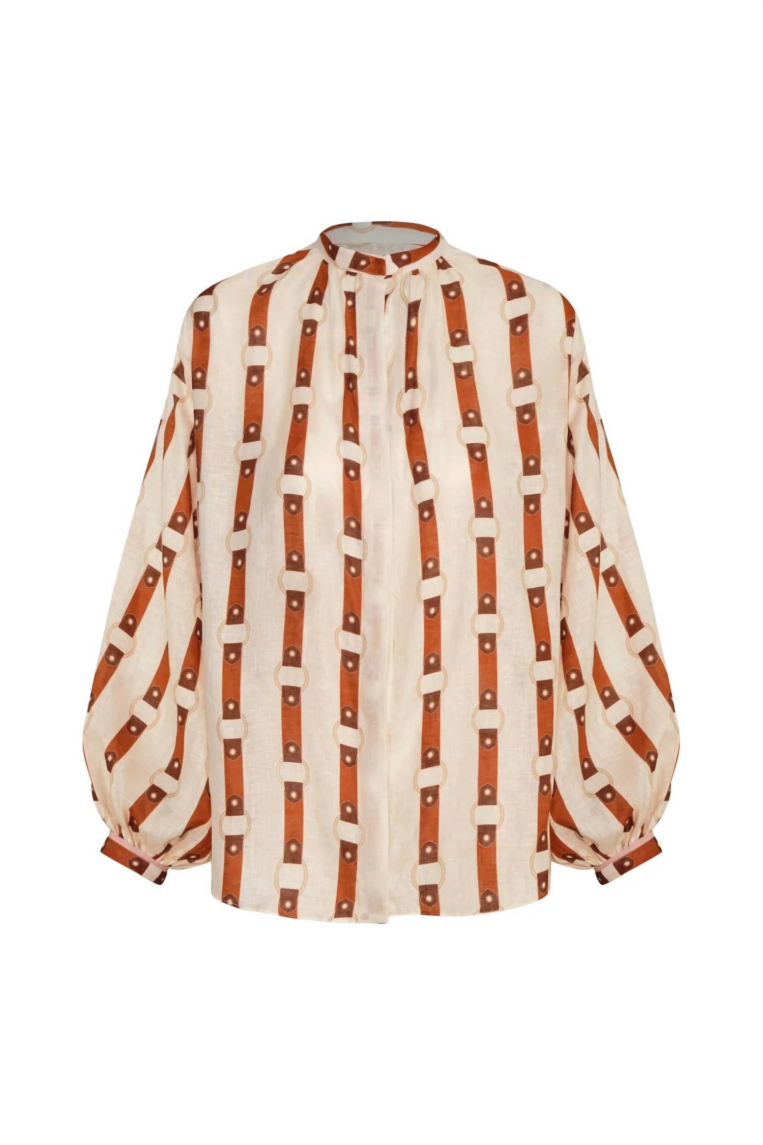 JUAN DE DIOS Don Simon Blouse Linen Shirt in horse reins rie - women's blouse - alternate view