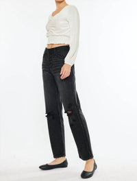 KanCan Ultra High Rise Straight Jeans in dark grey - women's jeans - alternate view