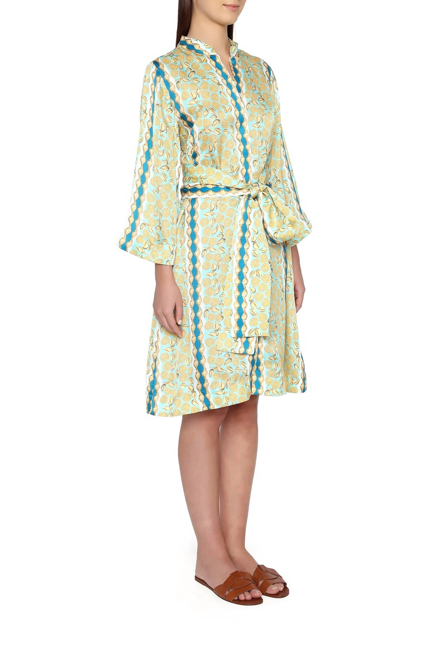 Verandah - Kimono Silk Shirt Midi Dress