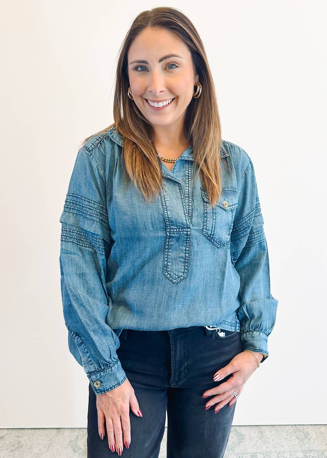 Ivy Jane - Tuck Sleeve Popover Shirt