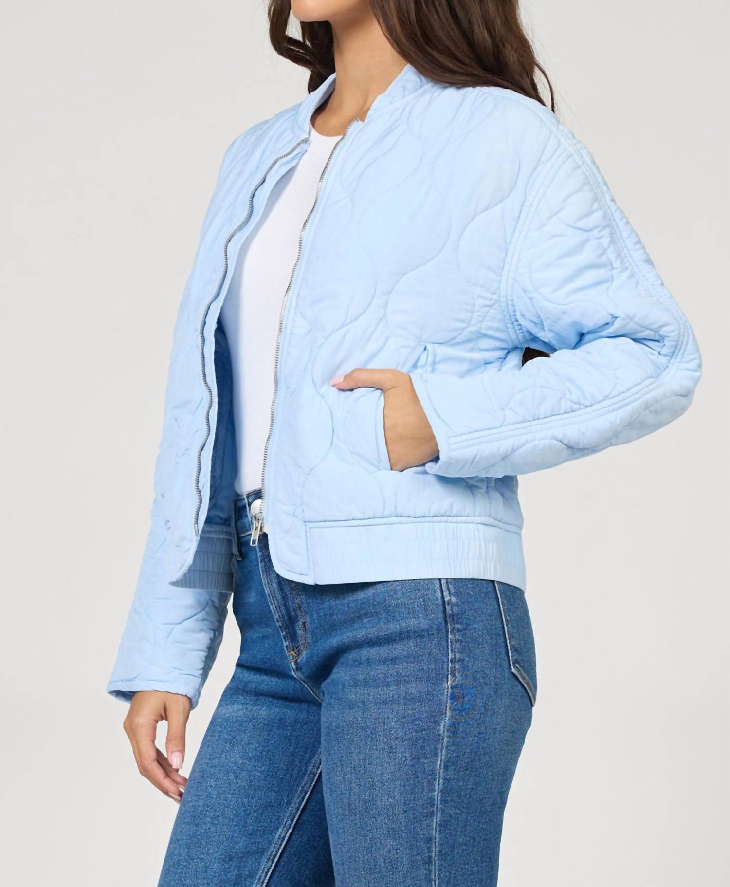 DEAR JOHN DENIM Maverick Quilted Jacket in skyway - women's jacket - detail view