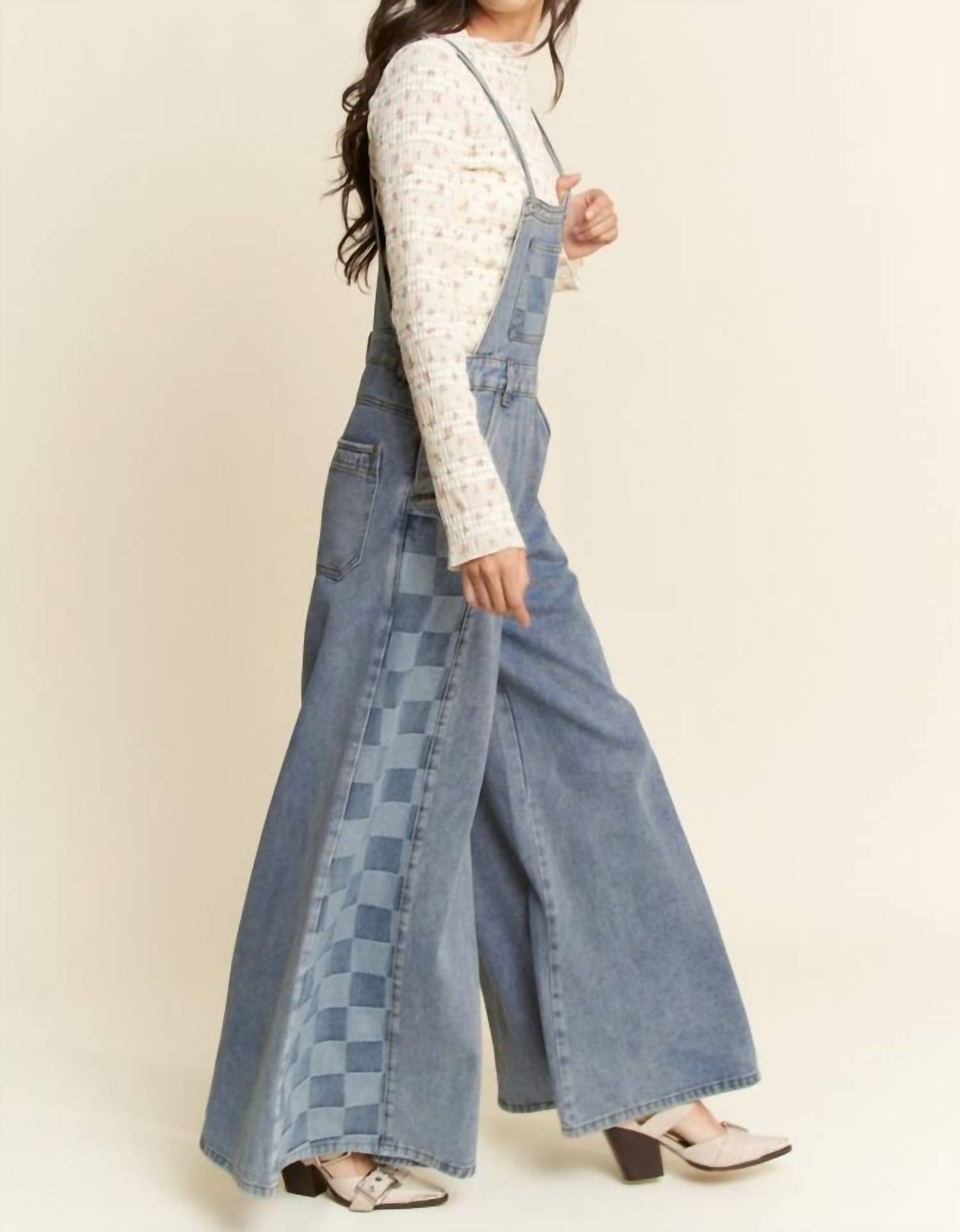Davi & Dani - Checkered Wide Leg Overalls