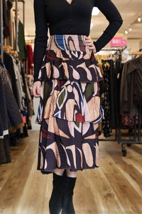 Aylaya ARTISTIC OIL PAINT SKIRT in navy multi - women's skirt - detail view