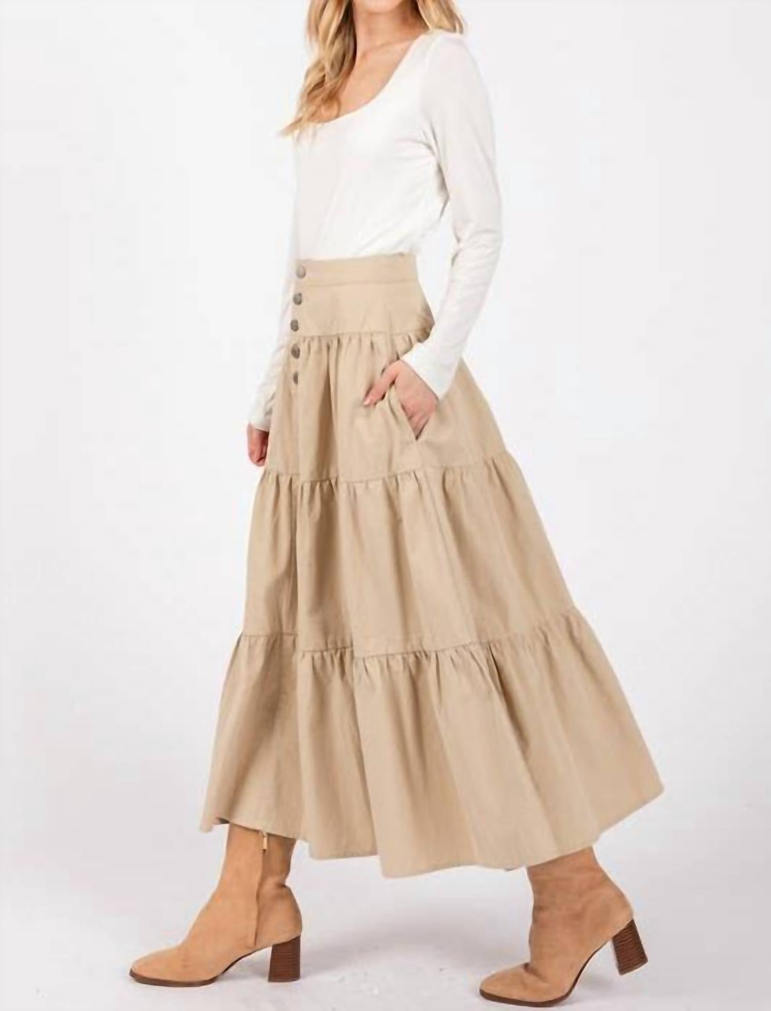 Calista - Button Detailed Front Maxi Skirt