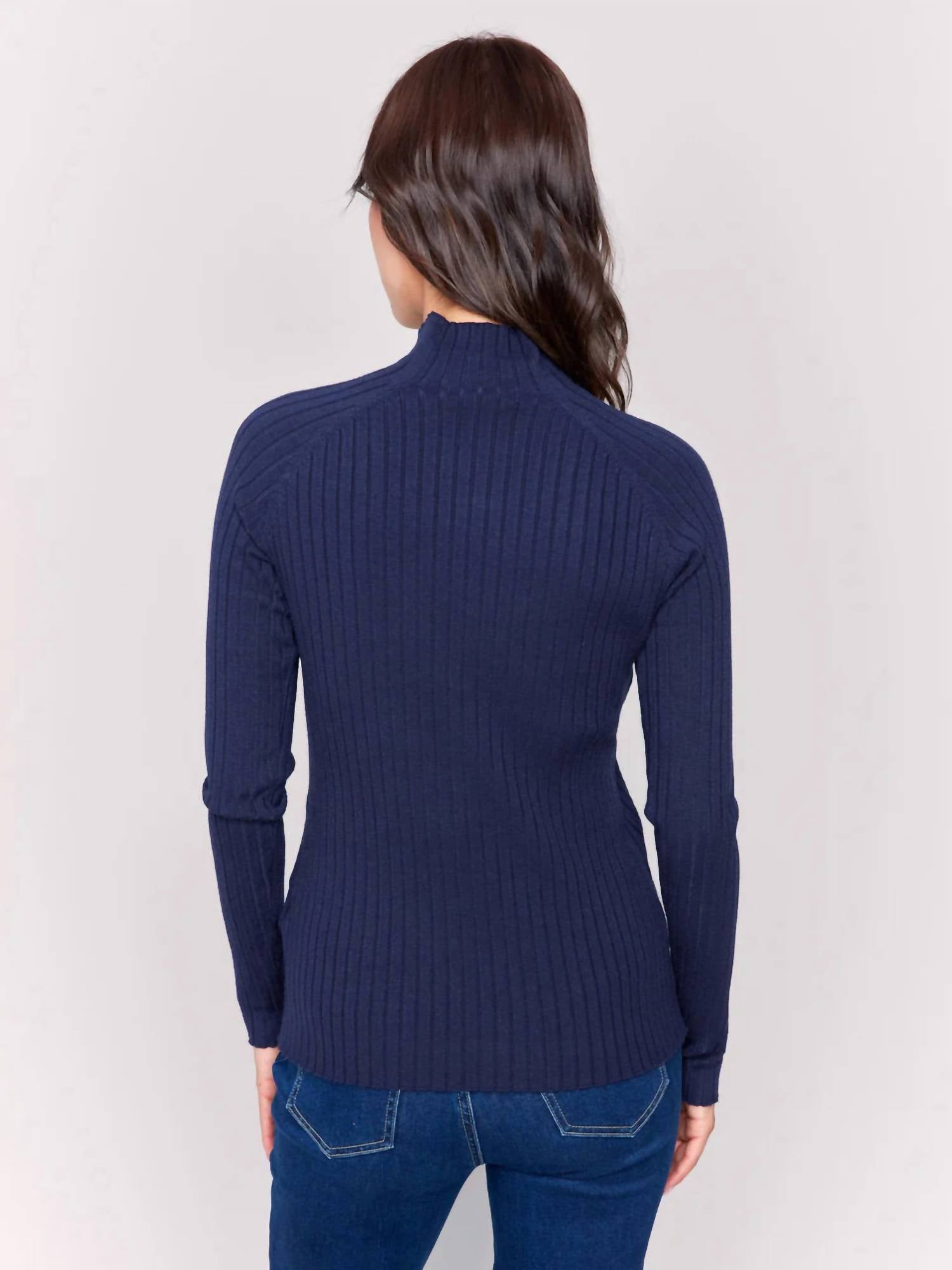 Charlie B - Ribbed Knit Mock Neck Sweater