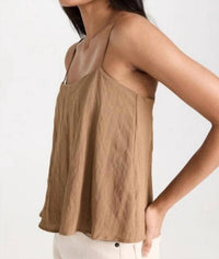Z Supply Annie Adjustable Straps Flowy Tank Top in otter brown - women's tank top - detail view