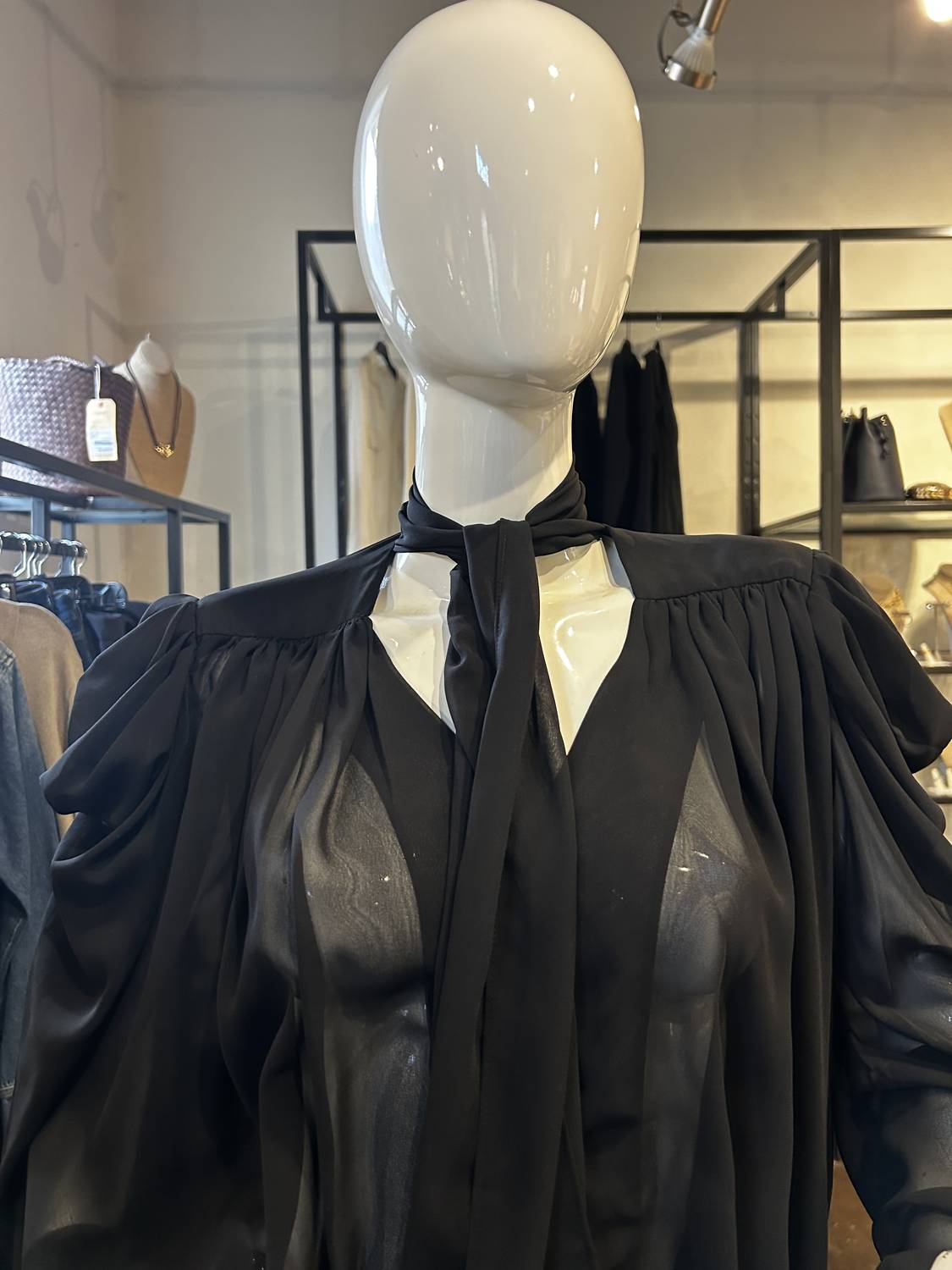 Beulahstyle - Women's Sheer Sleeve Blouse