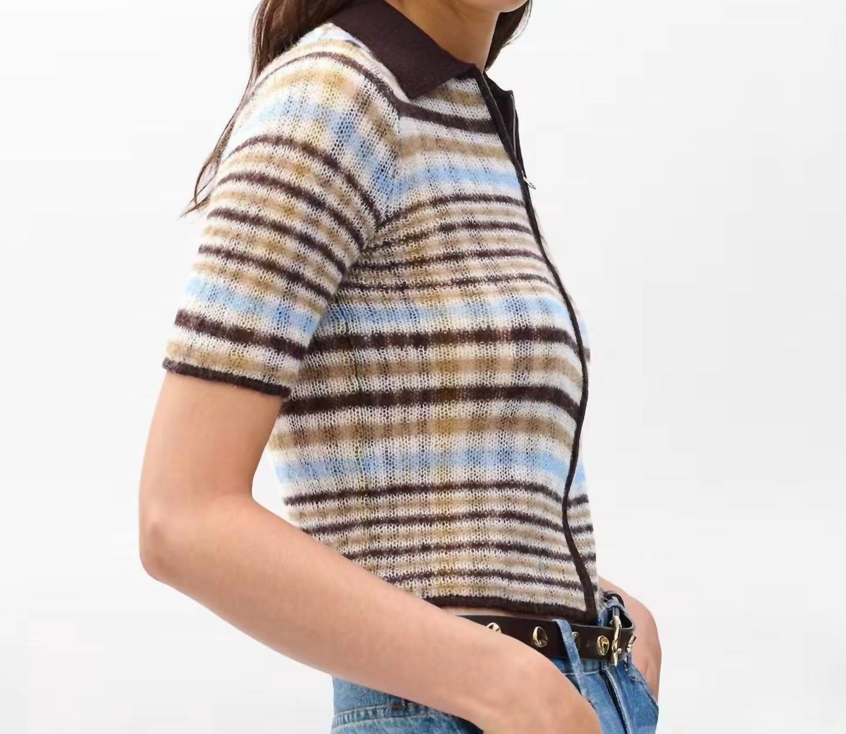 Rag & Bone - Leva Plaid Zip Polo Sweater