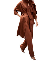 Joseph Ribkoff Scuba Suede Straight Fit Coat in cinnamon - women's jacket - view 4