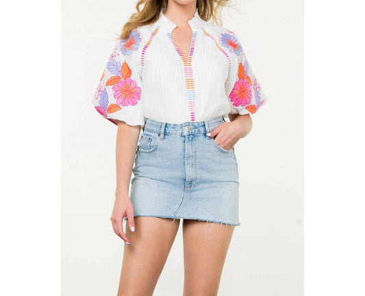 Thml - Embroidered Puff Sleeve Top