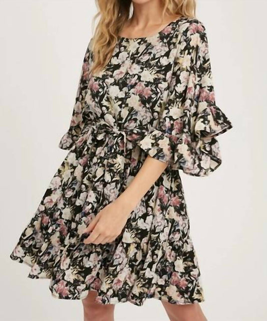 Bluivy - Sheer Floral Tiered Midi Dress