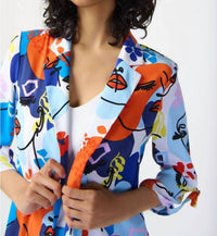 Joseph Ribkoff - Abstract Face Print Longline Blazer