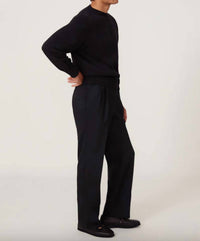 Stoffa Crewneck Cotton Mouline Sweater in charcoal - men's sweater - detail view
