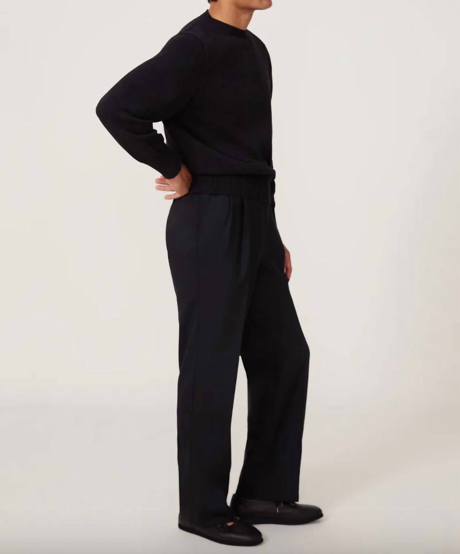 Stoffa Crewneck Cotton Mouline Sweater in charcoal - men's sweater - detail view