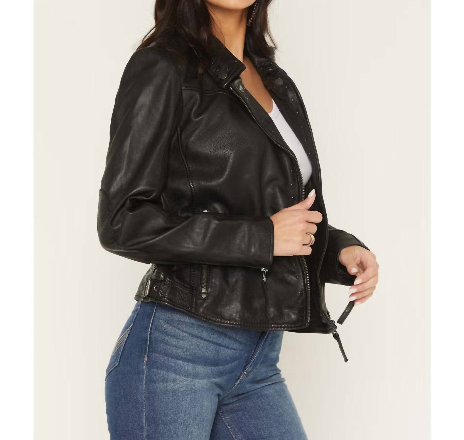 Mauritius - Leather Studded Motorcycle Jacket