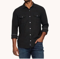 Flags & Anthem Hero Long Sleeve Solid Twill Knit Flannel Button-Down in black - men's shirt - detail view