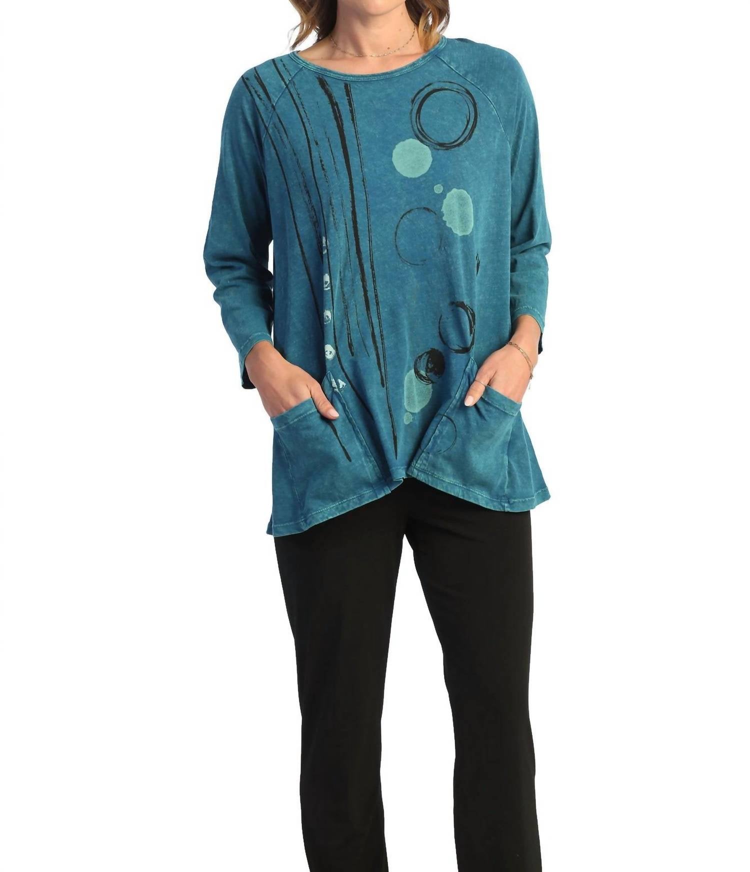 Jess & Jane - Lollipop Mineral Washed Patch Pocket Cotton Top