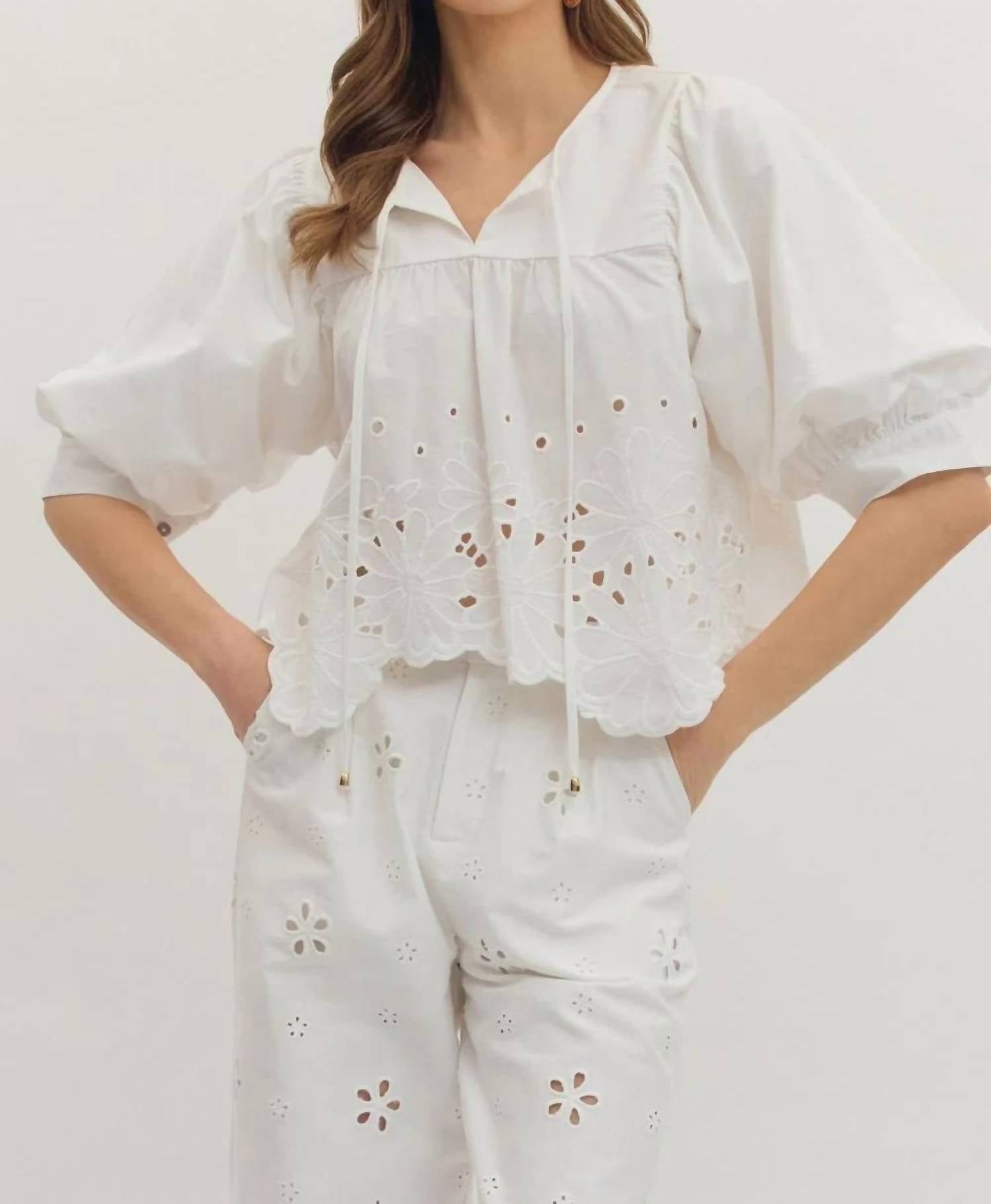 Entro - Starr Eyelet Top