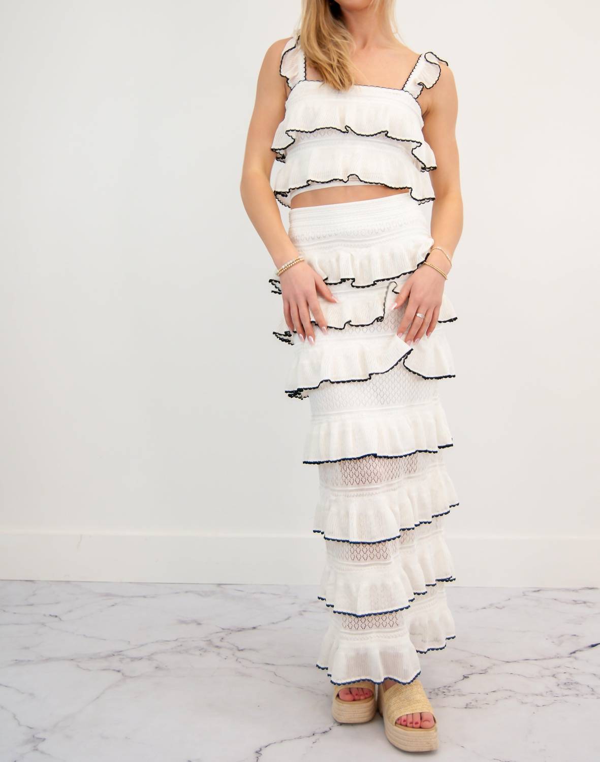 Mable - Kate Tiered Ruffle Midi Skirt Set