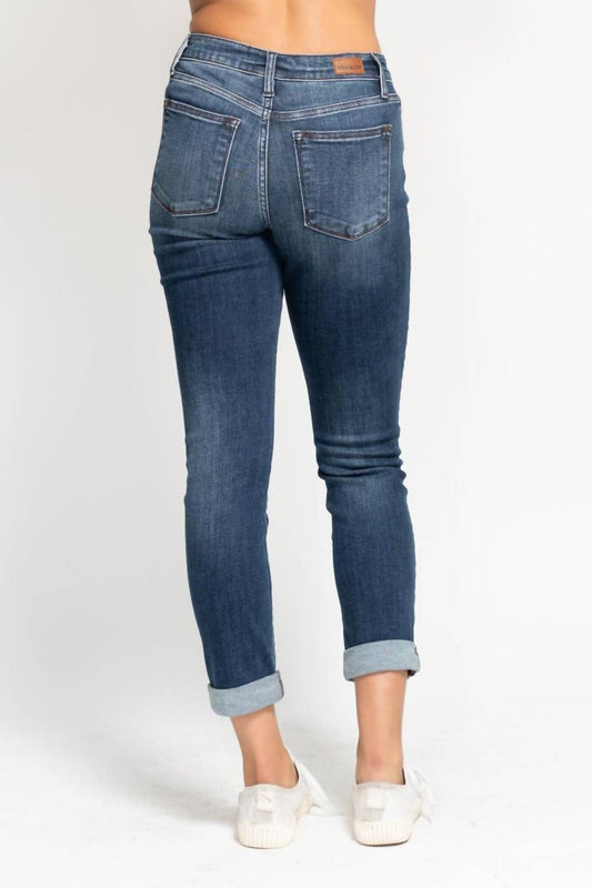 Judy Blue - Mid Rise Cuffed Slim Fit Jeans