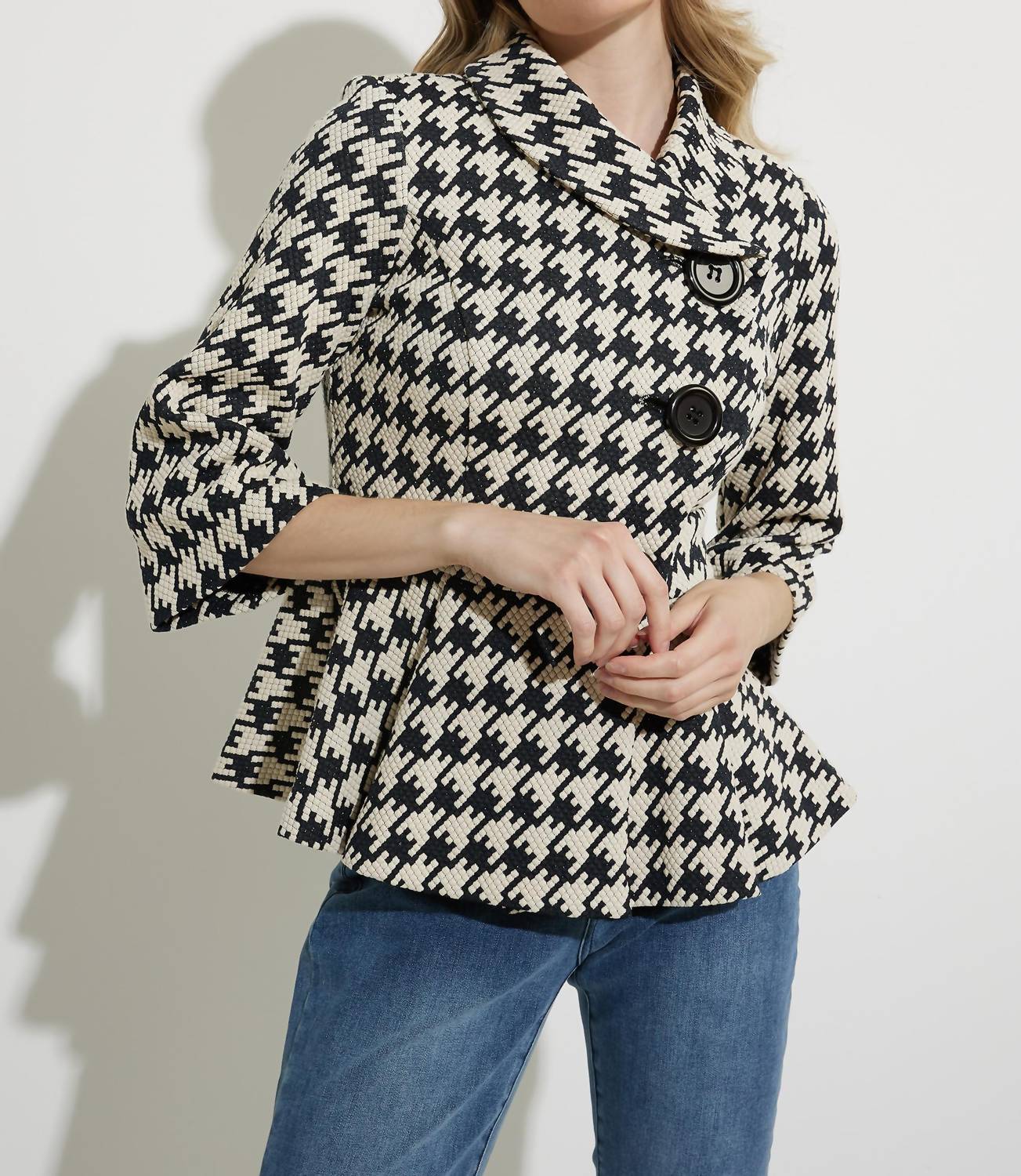 Joseph Ribkoff herringbone jacket in multi - women's jacket - detail view