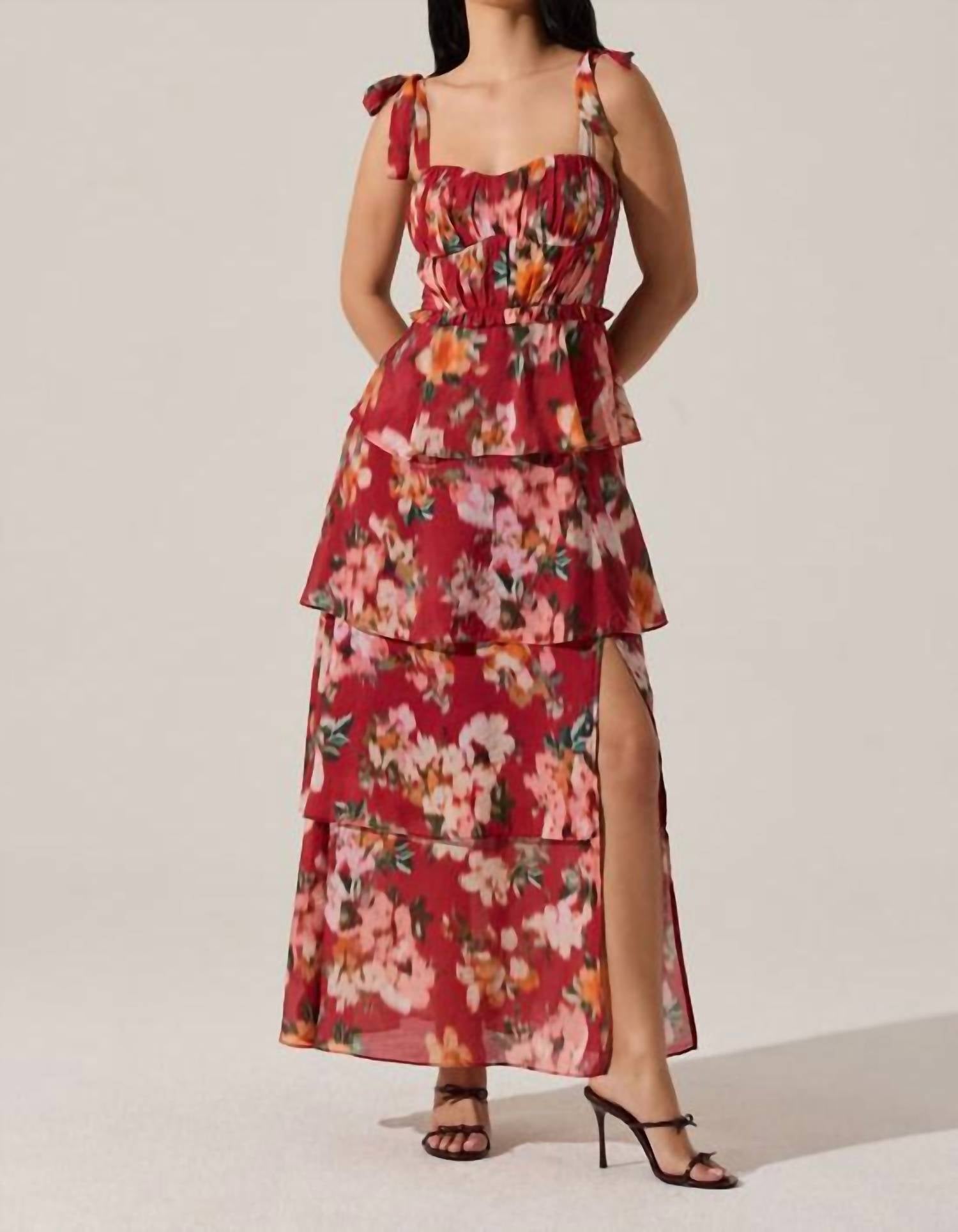 Astr - Mellorie Sweetheart Tiered Floral Maxi Dress