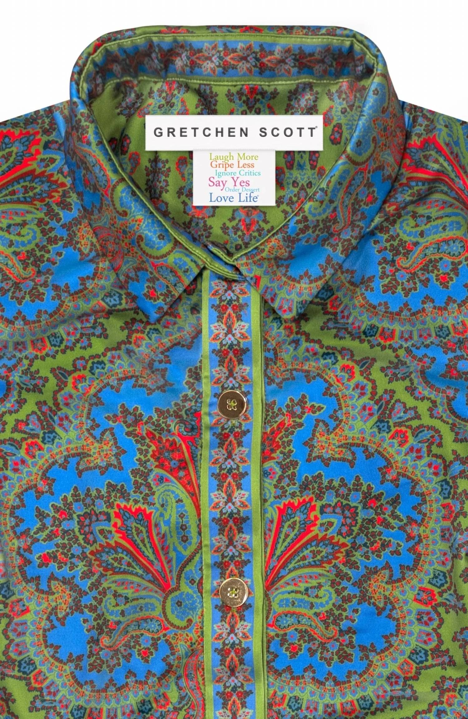 GRETCHEN SCOTT Swagger Dress in olive periwinkle orange paisley - women's dress - view 6