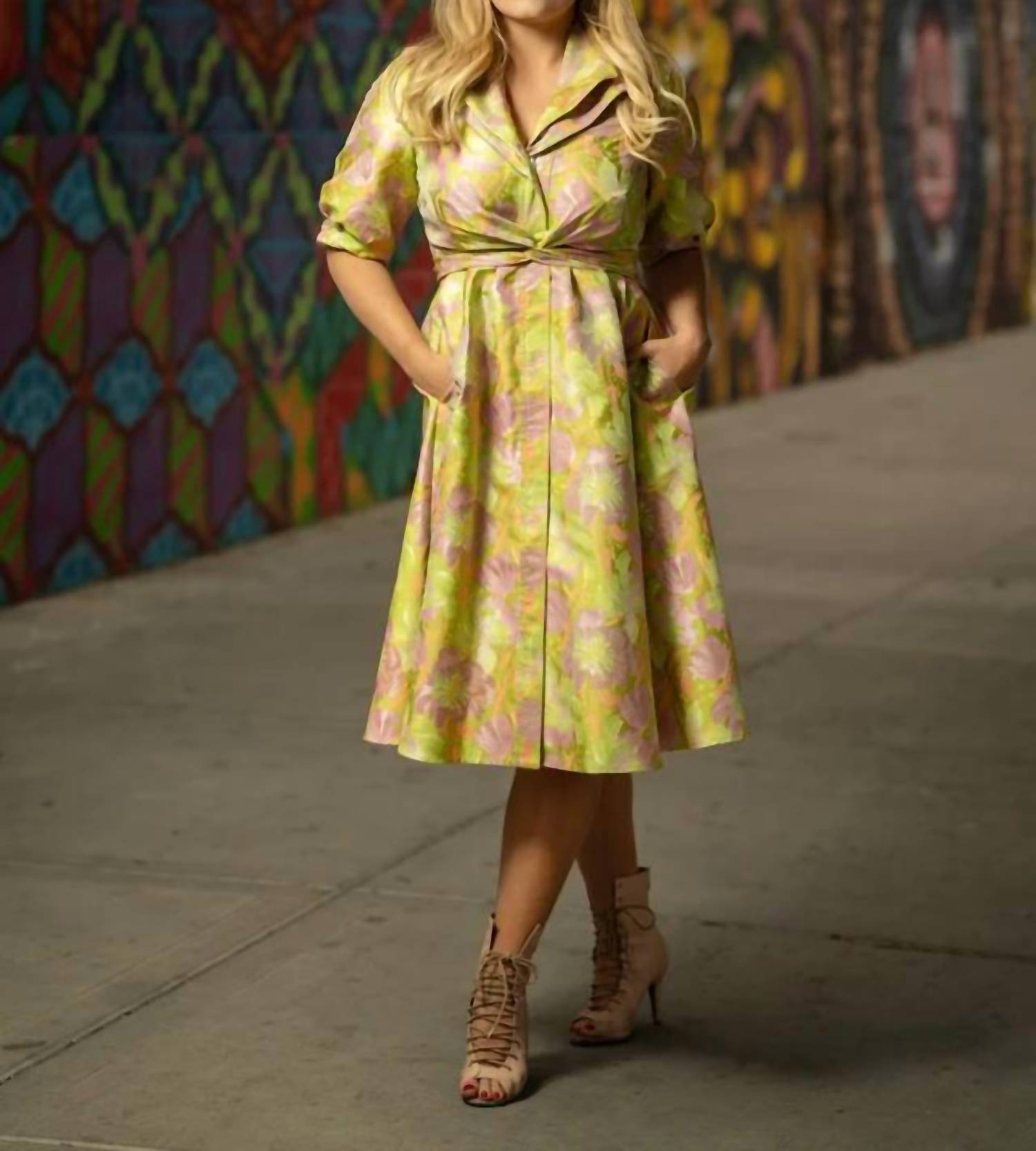 Samuel Dong - A-line Dress With Belt