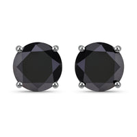 Diana M Jewels Women's Round Natural Black Diamond Stud Earrings (4.91 Ct) - Statement in 14k white gold - women's jewelry