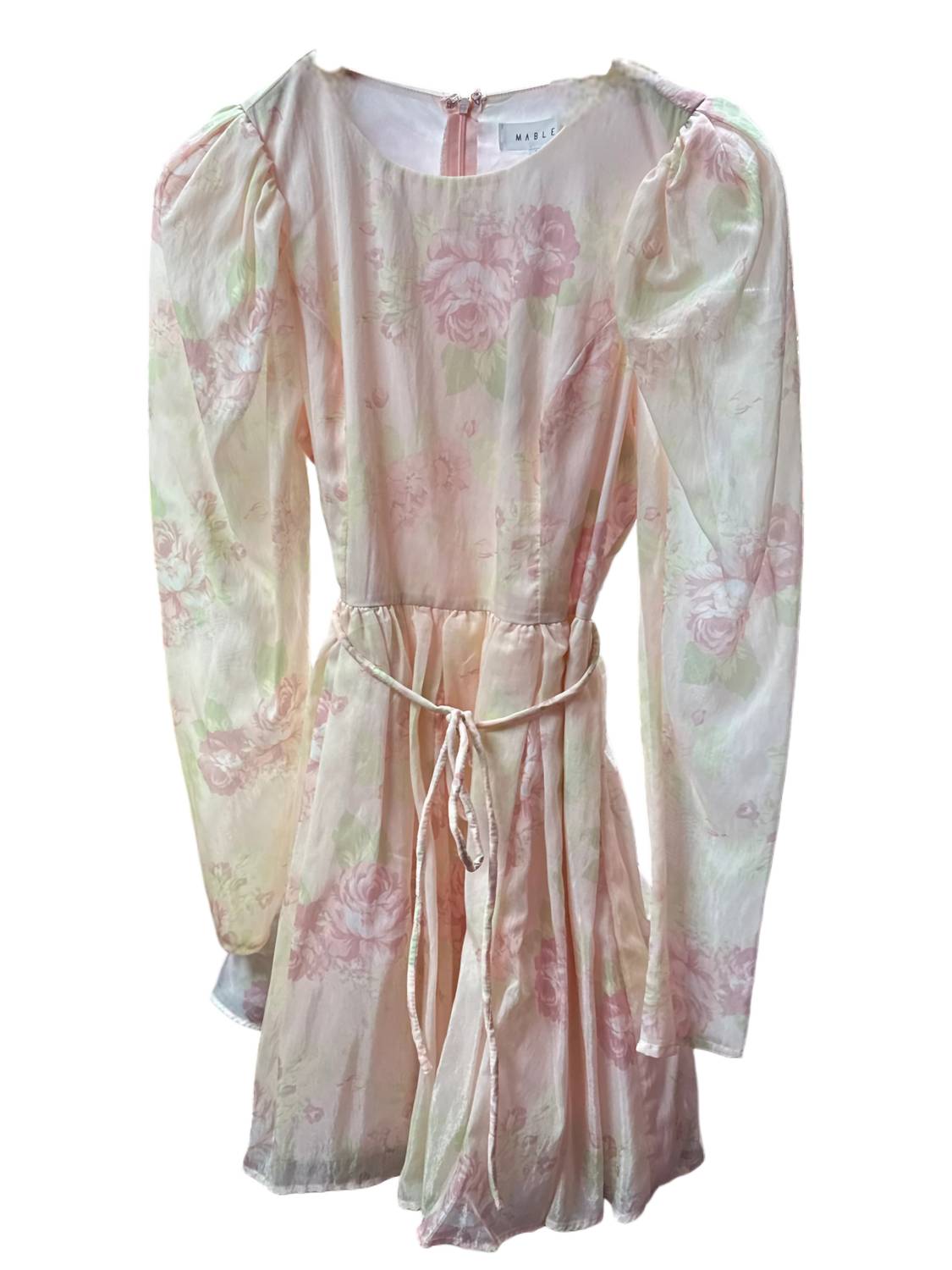 Mable - Women's Puff Sleeve Flare Waist Bow Mini Dress