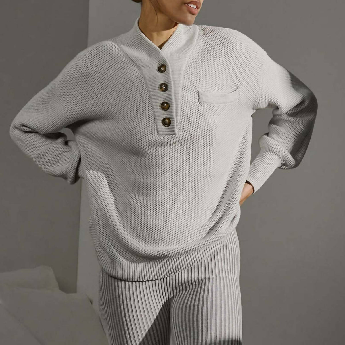 Lunya - Cozy Cotton Silk Pocket Henley Top