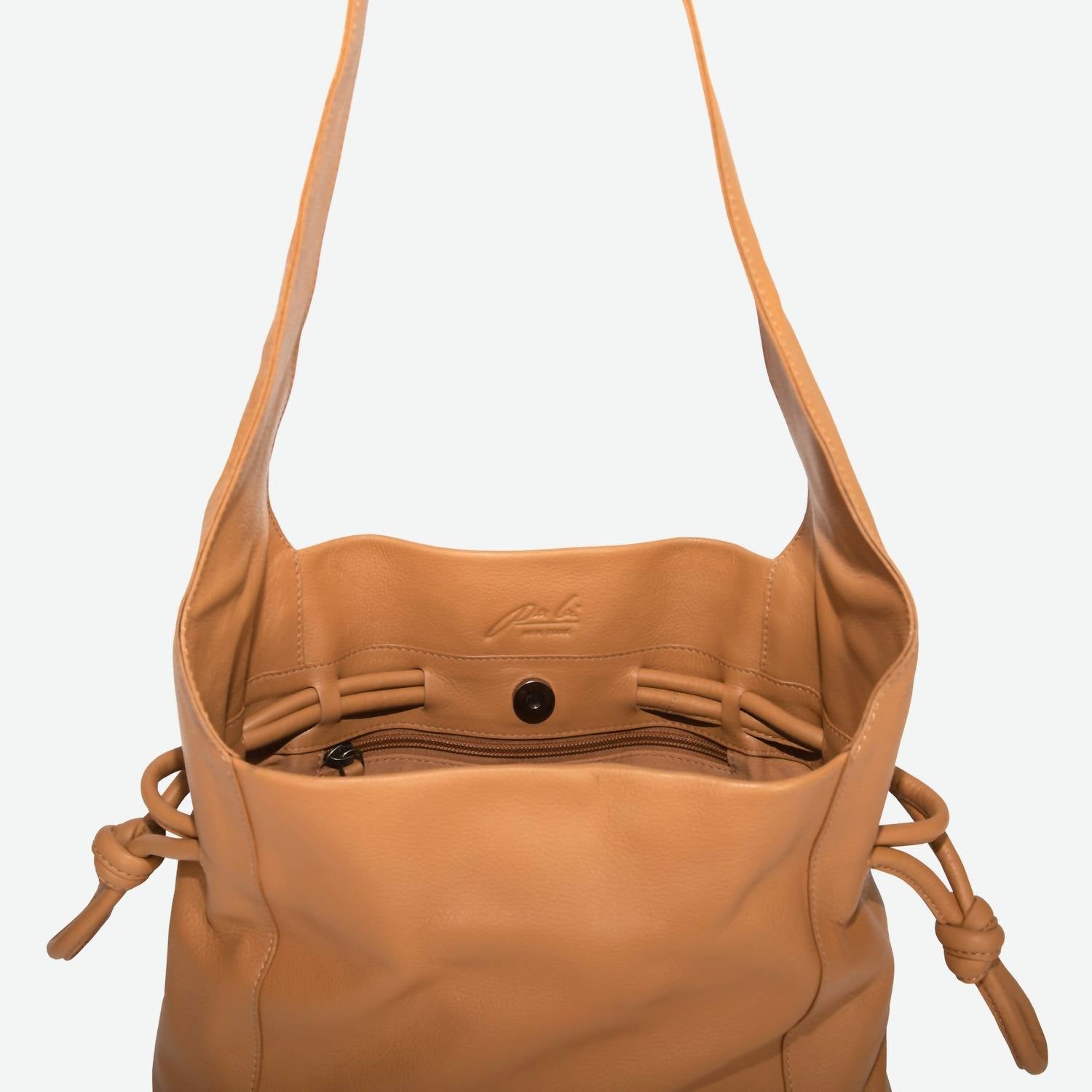 Per Lei New York - Women's Seneca Leather Drawstring Shoulder Bag