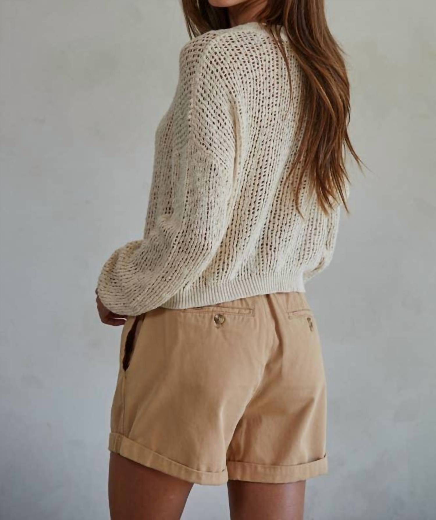 By Together - Open Knit Henley Sweater Pullover