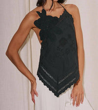 Fiorella - Eyelet Open Back Top