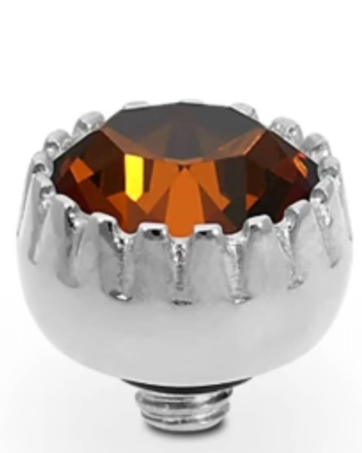 Qudo Women's London Topper 8mm in smoked amber silver - women's jewelry - detail view
