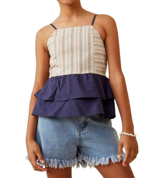 Hayden La - Stripe Colorblock Peplum Tank