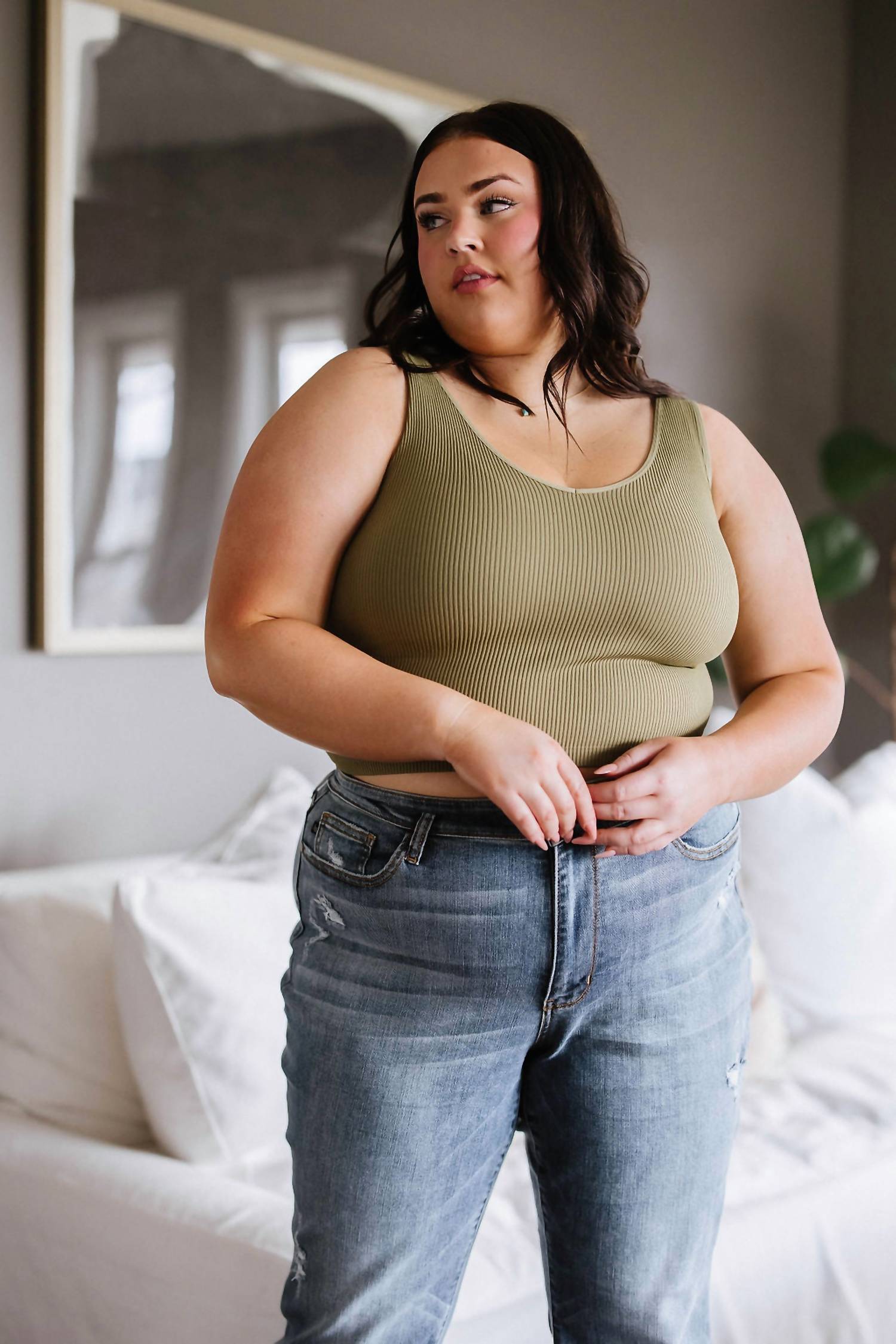 Yelete - Relevant Ribbed Seamless Reversible Tank Top - Plus