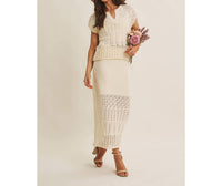 In February - Open Knit Pointelle Crochet Sweater
