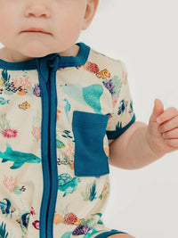 Emerson And Friends - Baby Coral Reef Bamboo Shortie Romper
